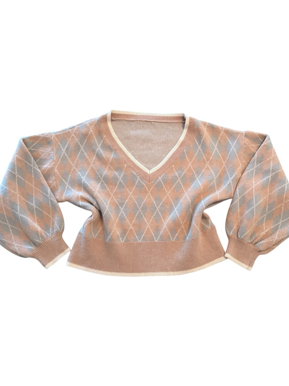Altar'd State Cropped Diamond Print Sweater